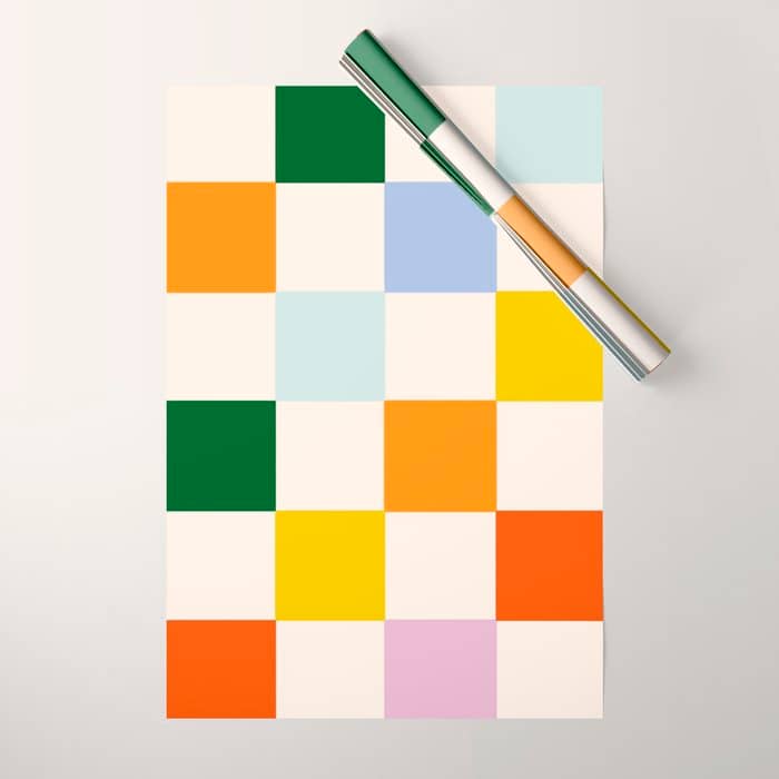 Retro Rainbow Checkerboard  Wrapping Paper