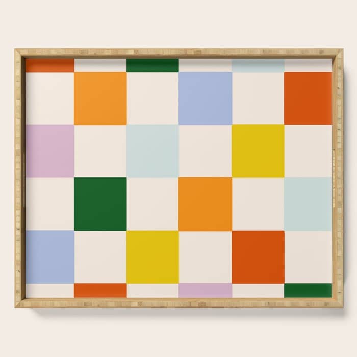 Retro Rainbow Checkerboard  Serving Tray