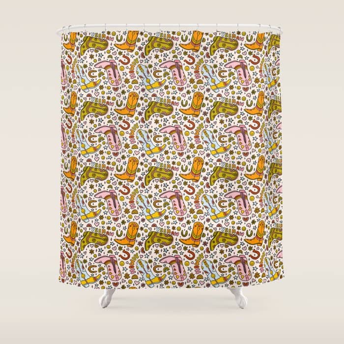Rainbow Cowboy Boots Print Shower Curtain