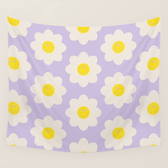 Happy Flower Retro Pattern Wall Tapestry