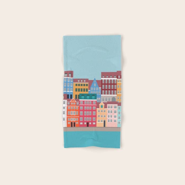 Denmark, Nyhavn, Copenhagen Travel Poster Bath Towel
