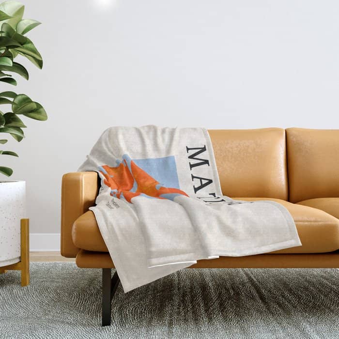 Red Coral Leaf: Matisse Paper Cutouts Ii Throw Blanket