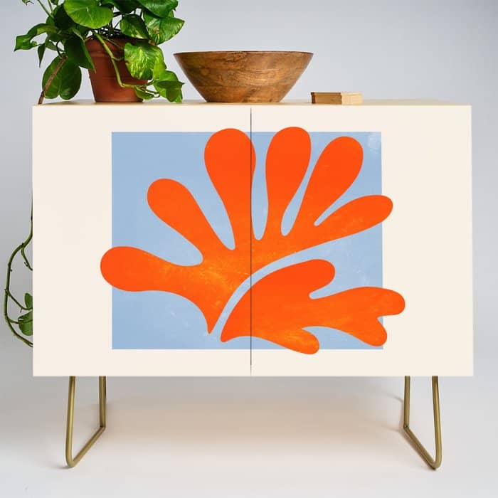 Red Coral Leaf: Matisse Paper Cutouts Ii Credenza