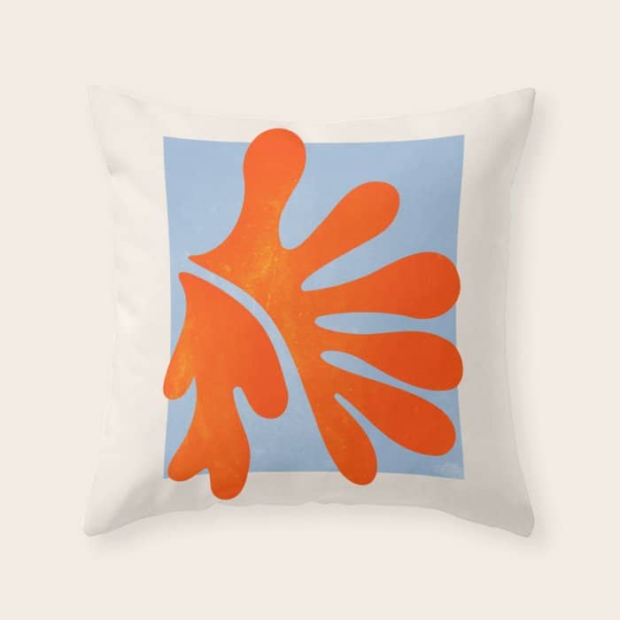 Red Coral Leaf: Matisse Paper Cutouts Ii Throw Pillow