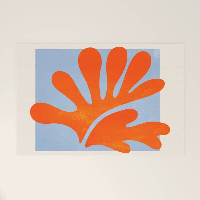 Red Coral Leaf: Matisse Paper Cutouts Ii Welcome Mat