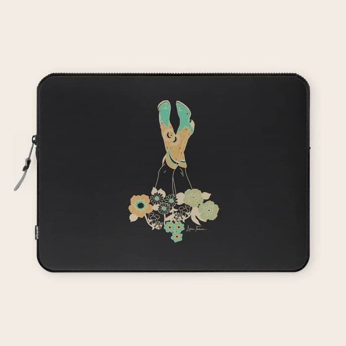 Love Stoned Cowboy Boots - Emerald, Cream, Black Laptop Sleeve
