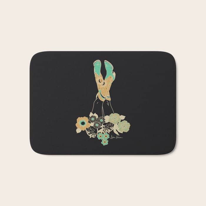 Love Stoned Cowboy Boots - Emerald, Cream, Black Bath Mat