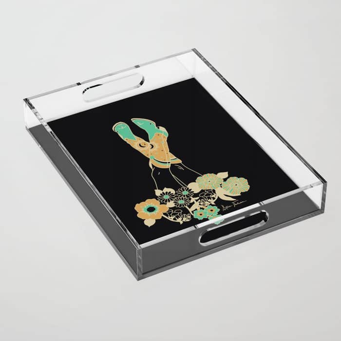 Love Stoned Cowboy Boots - Emerald, Cream, Black Acrylic Tray