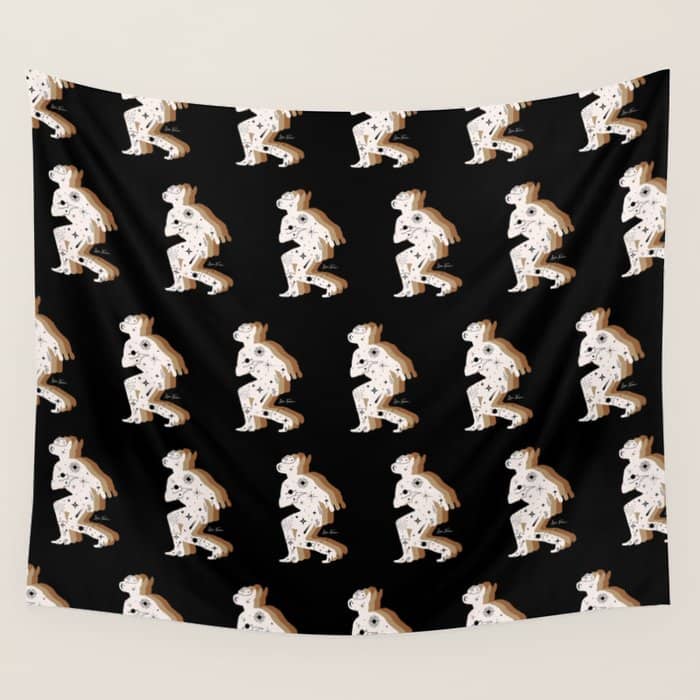 Space Cowboy - Black, White & Camel Wall Tapestry