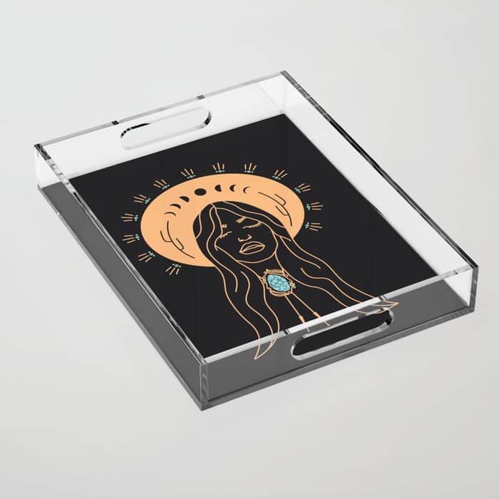 Desert Angel In Peach & Grey Acrylic Tray
