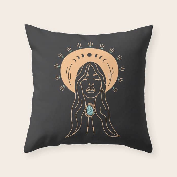Desert Angel In Peach & Grey Throw Pillow