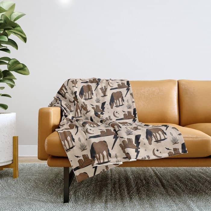 Electric Oasis - Black, Brown & Tan Throw Blanket