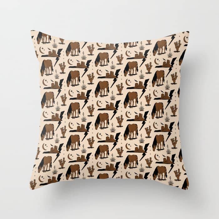 Electric Oasis - Black, Brown & Tan Throw Pillow
