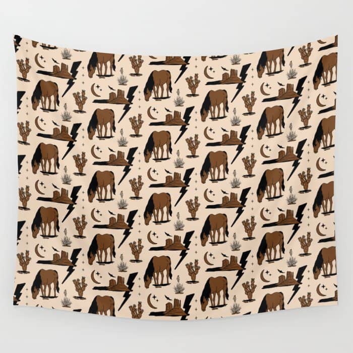 Electric Oasis - Black, Brown & Tan Wall Tapestry