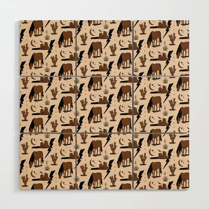 Electric Oasis - Black, Brown & Tan Wood Wall Art