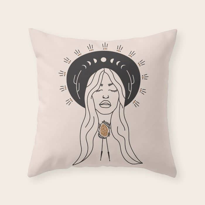Desert Angel In Black & Cream Throw Pillow