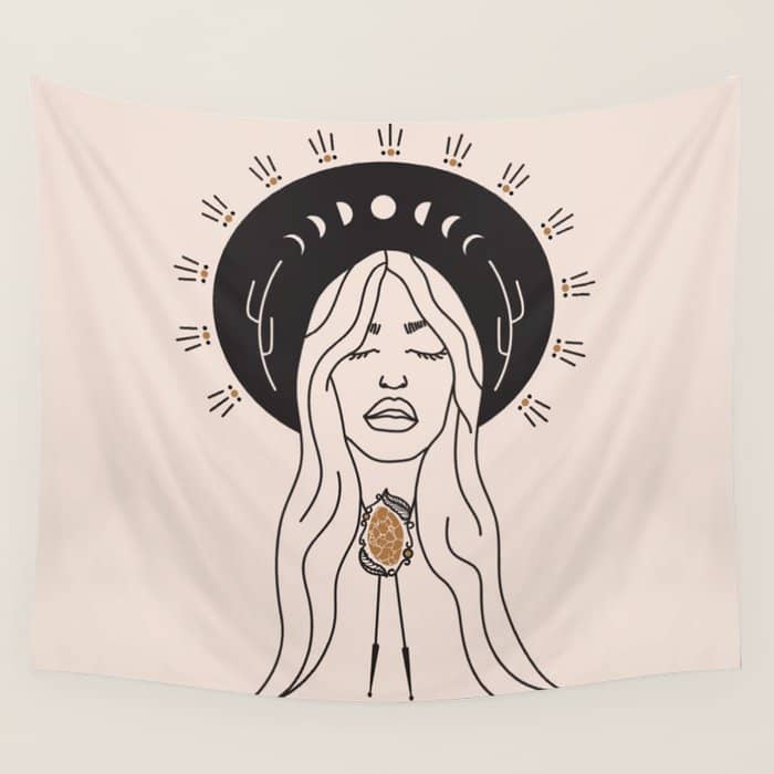 Desert Angel In Black & Cream Wall Tapestry
