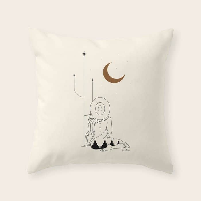 Talking To The Moon - Rustic Throw Pillow