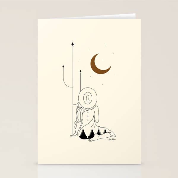 Talking To The Moon - Rustic Stationery Card