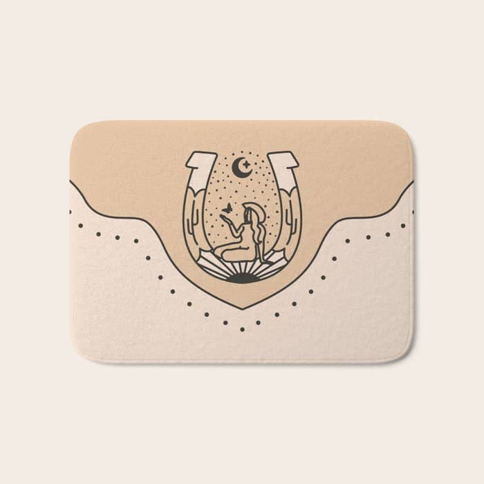 Good Fortune Gal - Neutral & Black Bath Mat
