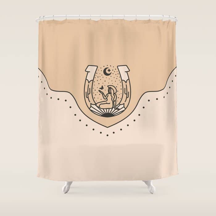 Good Fortune Gal - Neutral & Black Shower Curtain