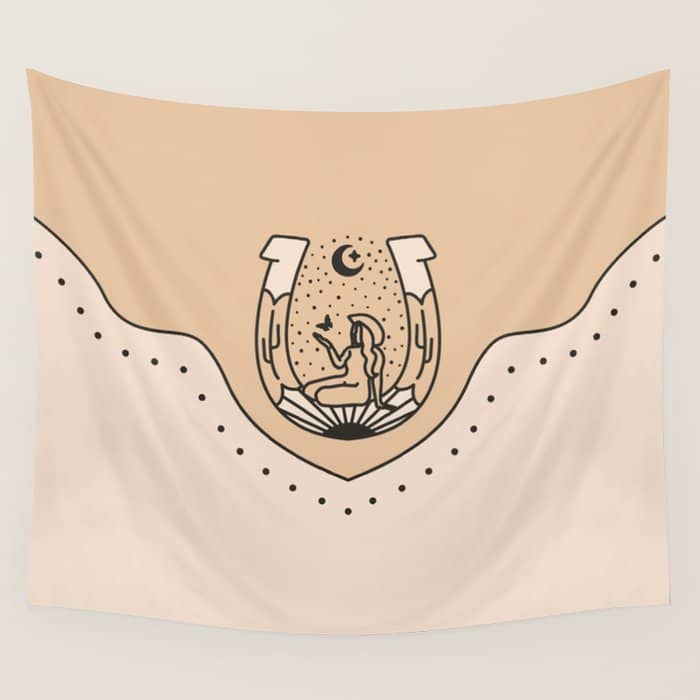 Good Fortune Gal - Neutral & Black Wall Tapestry