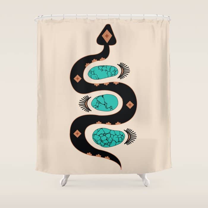 Southwestern Slither In Black Shower Curtain