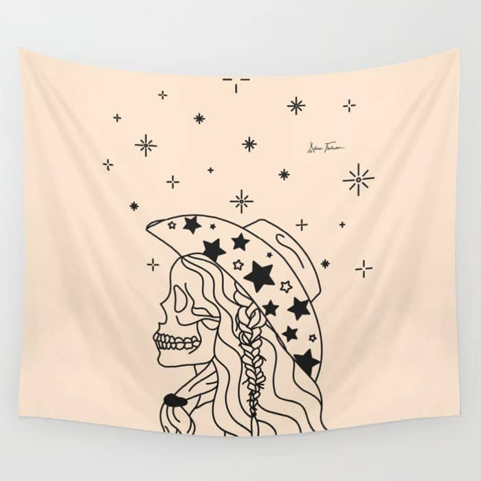Love Or Die Tryin - Rhinestone Cowgirl Black & Cream Wall Tapestry
