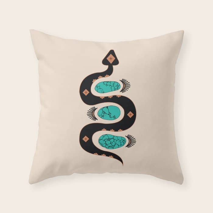 Southwestern Slither In Black Throw Pillow
