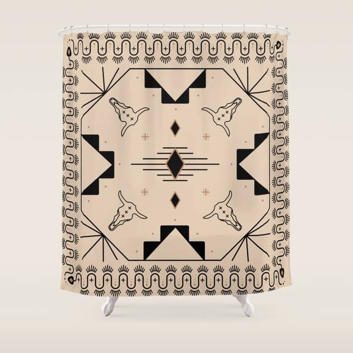 Lost Desert Tile - Black & Camel Shower Curtain