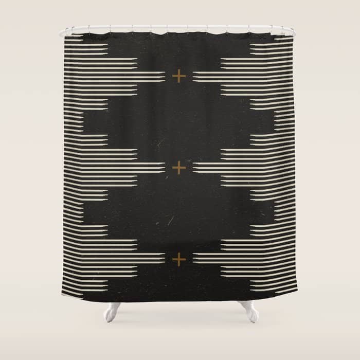 Southwestern Minimalist Black & White Shower Curtain