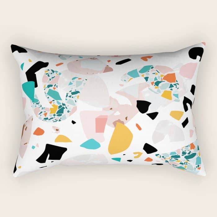 Mixed Mess I. / Collage, Terrazzo, Colorful Rectangular Pillow