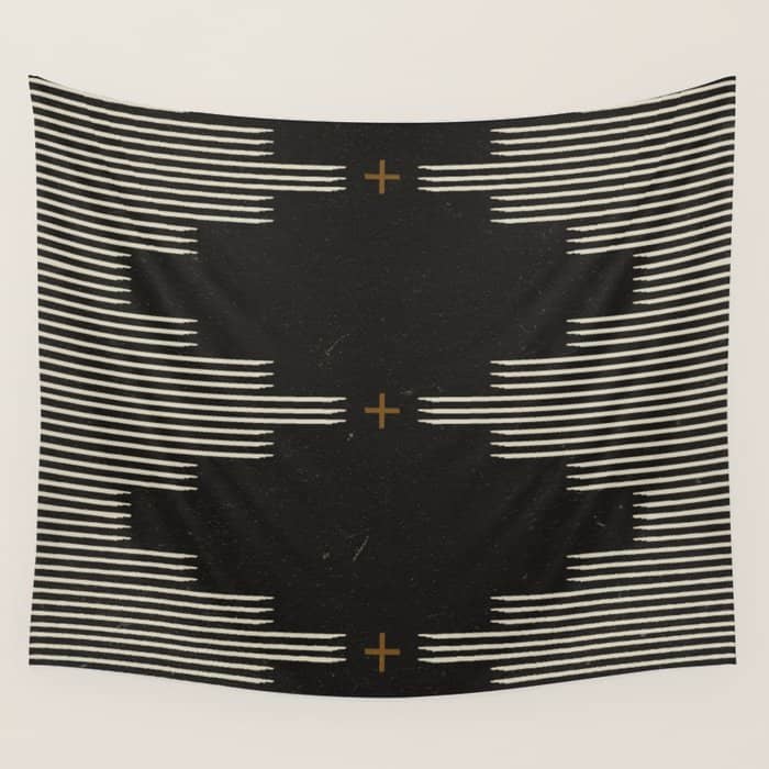 Southwestern Minimalist Black & White Wall Tapestry