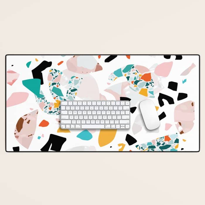 Mixed Mess I. / Collage, Terrazzo, Colorful Desk Mat