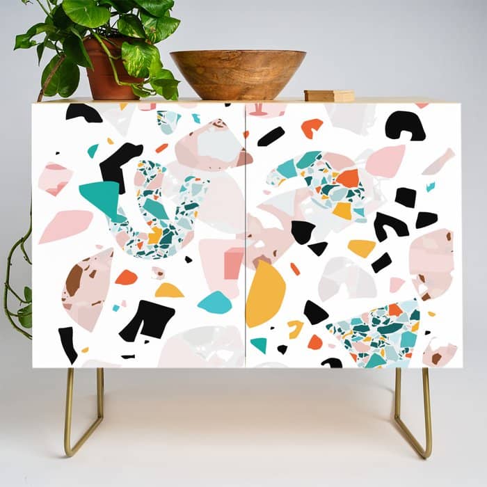Mixed Mess I. / Collage, Terrazzo, Colorful Credenza