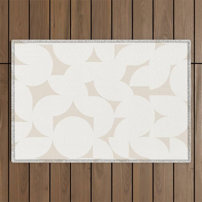 Contemporary Abstract Shapes - Neutral Off White Outdoor Rug