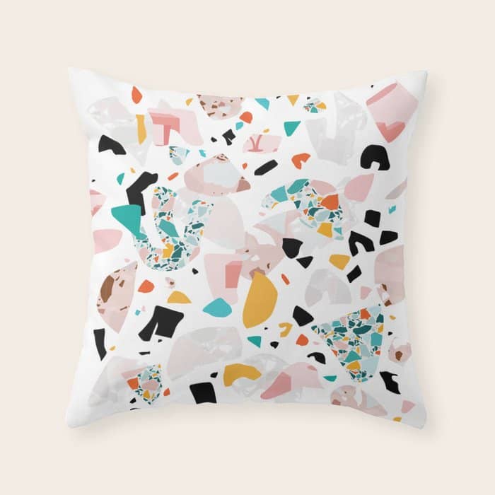 Mixed Mess I. / Collage, Terrazzo, Colorful Throw Pillow