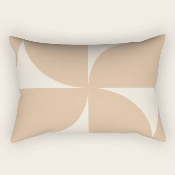Bauhaus Mid Century Modern Geometric X Neutral Beige Rectangular Pillow