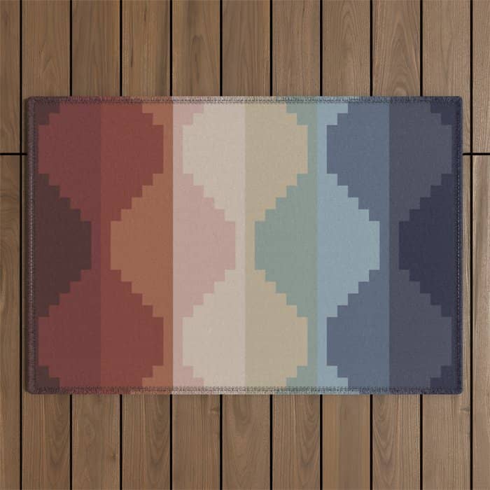 Geometric Aztec Pyramid Pattern Iii Outdoor Rug