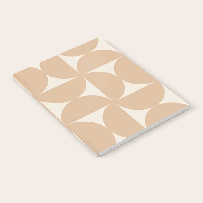 Bauhaus Mid Century Modern Geometric X Neutral Beige Notebook