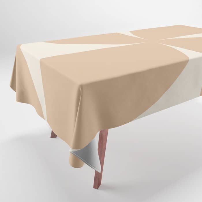 Bauhaus Mid Century Modern Geometric X Neutral Beige Tablecloth