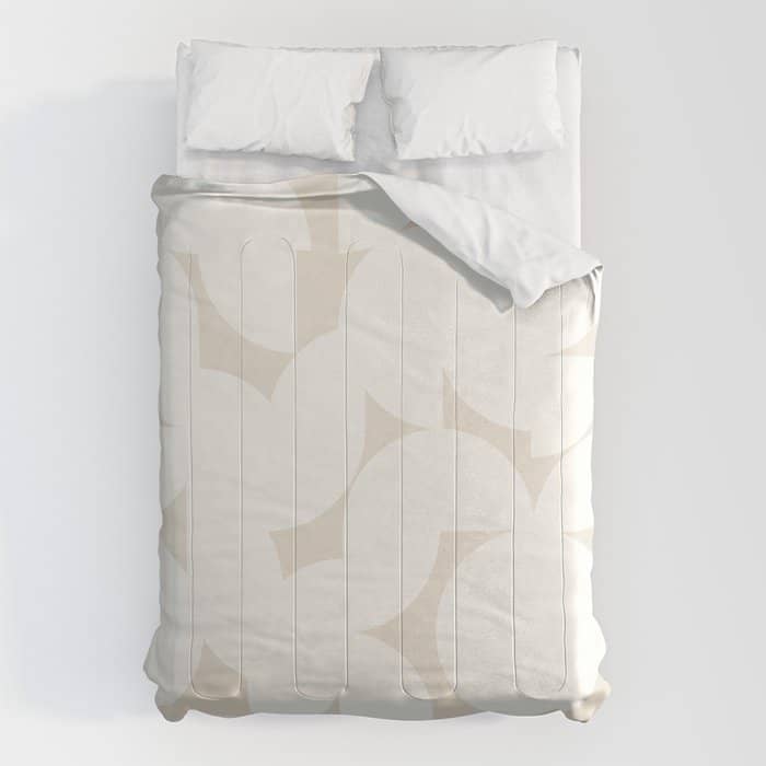 Contemporary Abstract Shapes - Neutral Off White Comforter