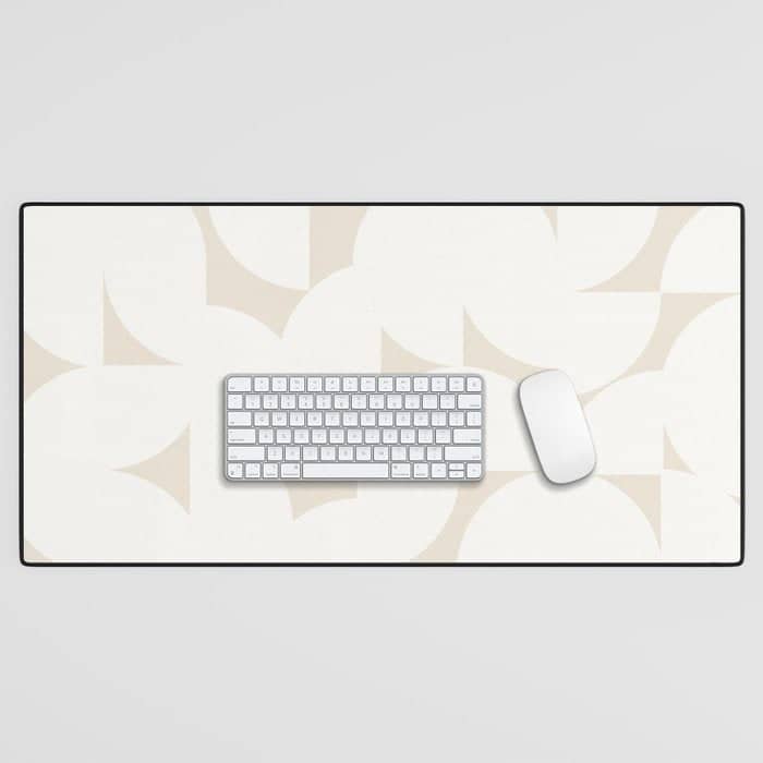 Contemporary Abstract Shapes - Neutral Off White Desk Mat