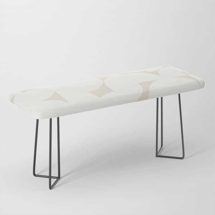 Contemporary Abstract Shapes - Neutral Off White Bench