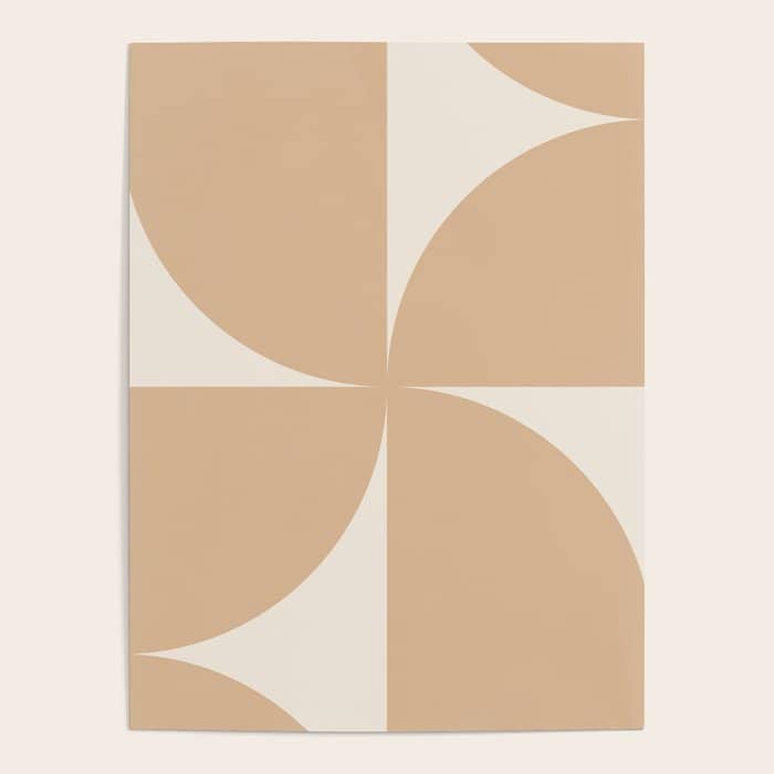 Bauhaus Mid Century Modern Geometric X Neutral Beige Poster