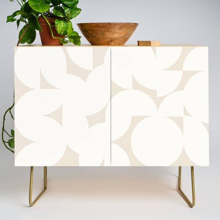 Contemporary Abstract Shapes - Neutral Off White Credenza