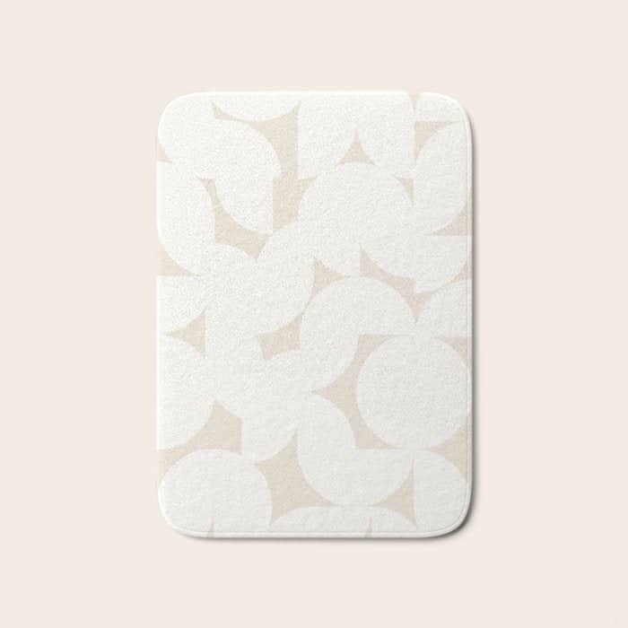 Contemporary Abstract Shapes - Neutral Off White Bath Mat