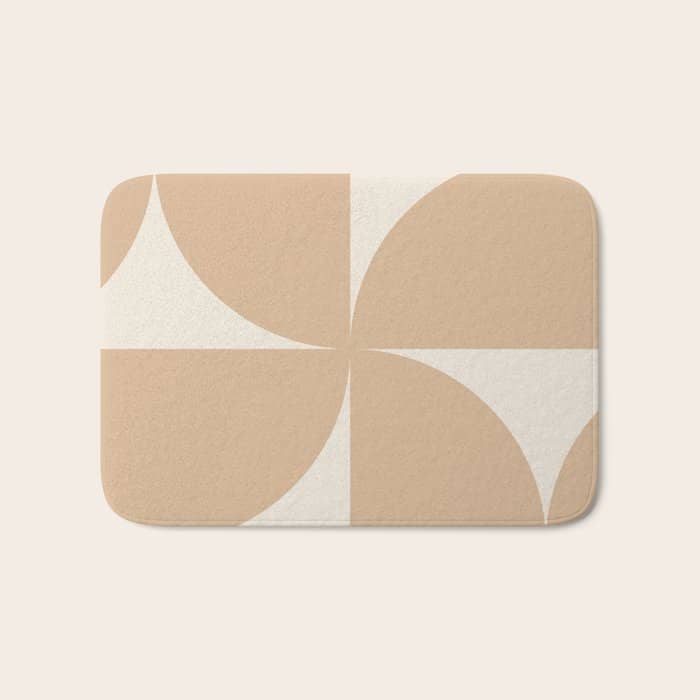 Bauhaus Mid Century Modern Geometric X Neutral Beige Bath Mat