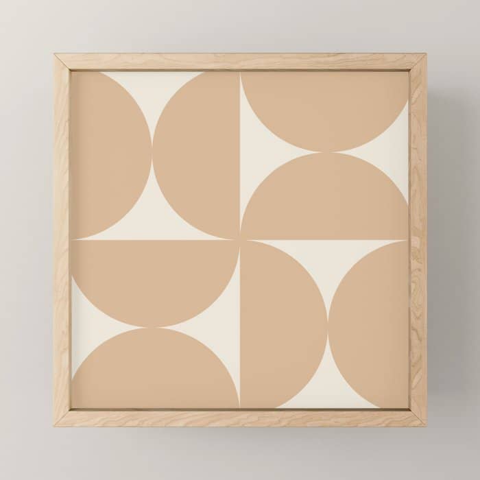 Bauhaus Mid Century Modern Geometric X Neutral Beige Mini Art Print