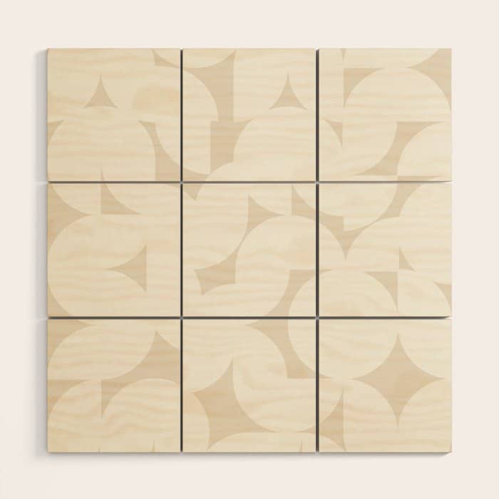 Contemporary Abstract Shapes - Neutral Off White Wood Wall Art